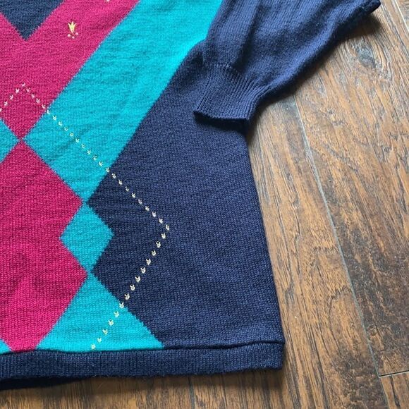 Vintage Navy 90’ s Geometric Sweater size 1X GUC - Picture 3 of 10